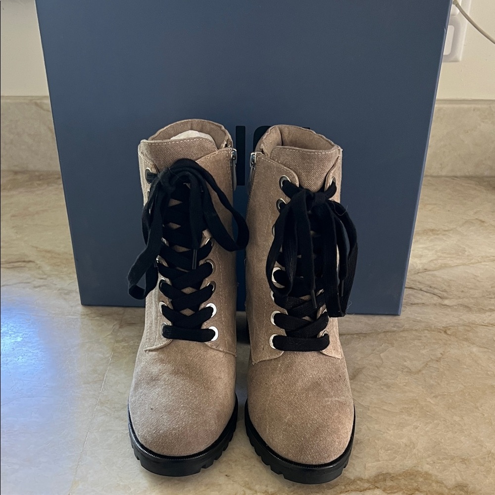 Page Nicole Lace Up Bootie in taupe tie dye